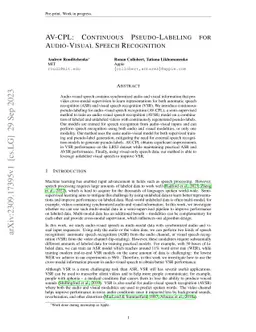 AV-CPL: Continuous Pseudo-Labeling for Audio-Visual Speech Recognition