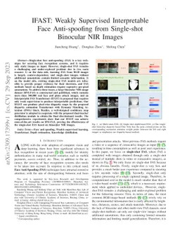 IFAST: Weakly Supervised Interpretable Face Anti-spoofing from
  Single-shot Binocular NIR Images