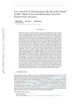 Can Sensitive Information Be Deleted From LLMs? Objectives for Defending
  Against Extraction Attacks