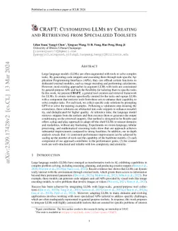 CRAFT: Customizing LLMs by Creating and Retrieving from Specialized
  Toolsets