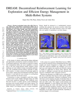 DREAM: Decentralized Reinforcement Learning for Exploration and
  Efficient Energy Management in Multi-Robot Systems