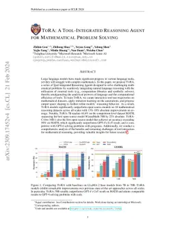 ToRA: A Tool-Integrated Reasoning Agent for Mathematical Problem Solving