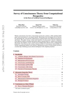 Survey of Consciousness Theory from Computational Perspective