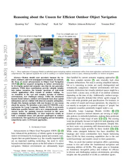 Reasoning about the Unseen for Efficient Outdoor Object Navigation