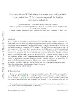 Deep smoothness WENO scheme for two-dimensional hyperbolic conservation
  laws: A deep learning approach for learning smoothness indicators