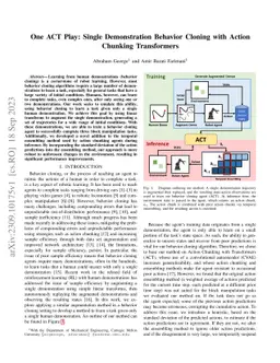 One ACT Play: Single Demonstration Behavior Cloning with Action Chunking
  Transformers