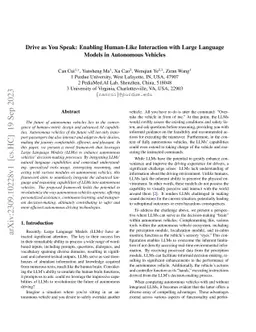 Drive as You Speak: Enabling Human-Like Interaction with Large Language
  Models in Autonomous Vehicles