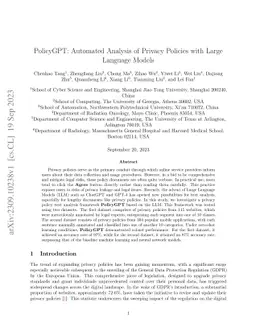 PolicyGPT: Automated Analysis of Privacy Policies with Large Language
  Models