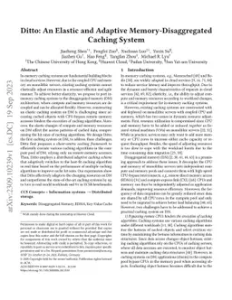 Ditto: An Elastic and Adaptive Memory-Disaggregated Caching System