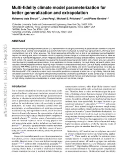 Multi-fidelity climate model parameterization for better generalization
  and extrapolation