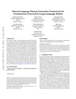 Natural Language Dataset Generation Framework for Visualizations Powered
  by Large Language Models