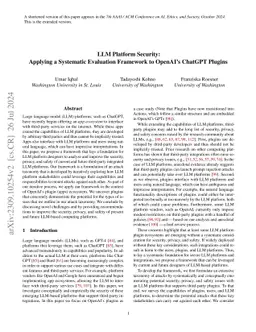 LLM Platform Security: Applying a Systematic Evaluation Framework to
  OpenAI's ChatGPT Plugins