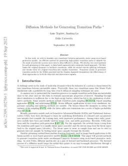 Diffusion Methods for Generating Transition Paths