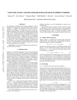 Using fine-tuning and min lookahead beam search to improve Whisper