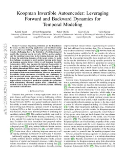Koopman Invertible Autoencoder: Leveraging Forward and Backward Dynamics
  for Temporal Modeling