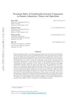 Prominent Roles of Conditionally Invariant Components in Domain Adaptation: Theory and Algorithms