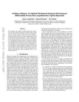 Striking a Balance: An Optimal Mechanism Design for Heterogenous
  Differentially Private Data Acquisition for Logistic Regression