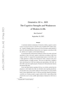 Generative AI vs. AGI: The Cognitive Strengths and Weaknesses of Modern
  LLMs