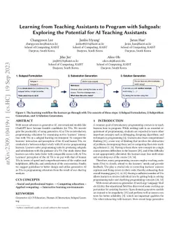 Learning from Teaching Assistants to Program with Subgoals: Exploring
  the Potential for AI Teaching Assistants