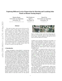 Exploring Different Levels of Supervision for Detecting and Localizing
  Solar Panels on Remote Sensing Imagery