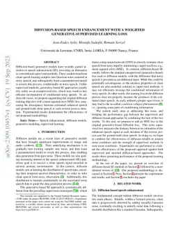 Diffusion-based speech enhancement with a weighted generative-supervised
  learning loss
