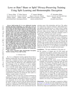 Love or Hate? Share or Split? Privacy-Preserving Training Using Split
  Learning and Homomorphic Encryption
