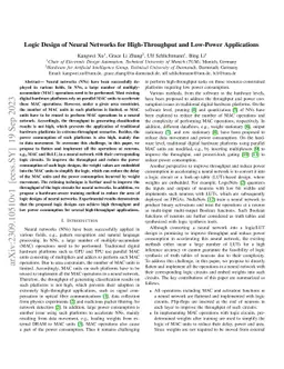 Logic Design of Neural Networks for High-Throughput and Low-Power
  Applications