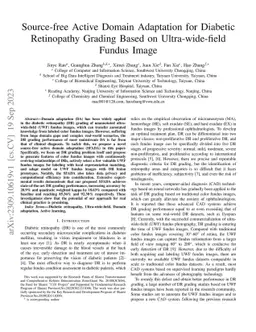 Source-free Active Domain Adaptation for Diabetic Retinopathy Grading
  Based on Ultra-wide-field Fundus Image