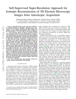 Self-Supervised Super-Resolution Approach for Isotropic Reconstruction
  of 3D Electron Microscopy Images from Anisotropic Acquisition