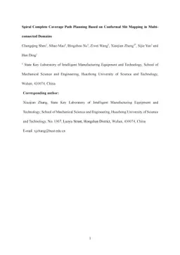 Spiral Complete Coverage Path Planning Based on Conformal Slit Mapping
  in Multi-connected Domains