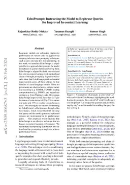 EchoPrompt: Instructing the Model to Rephrase Queries for Improved
  In-context Learning