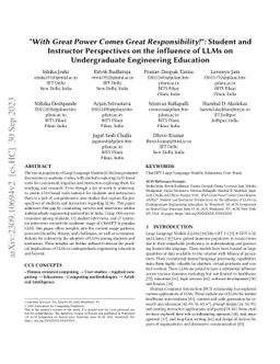"With Great Power Comes Great Responsibility!": Student and Instructor
  Perspectives on the influence of LLMs on Undergraduate Engineering Education