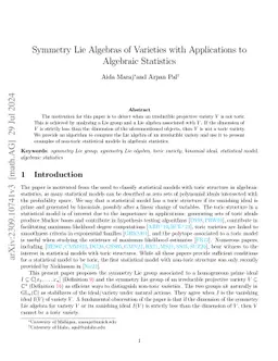 Symmetry Lie Algebras of Varieties with Applications to Algebraic
  Statistics