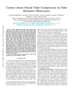 Context-Aware Neural Video Compression on Solar Dynamics Observatory