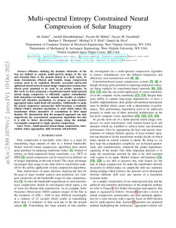 Multi-spectral Entropy Constrained Neural Compression of Solar Imagery