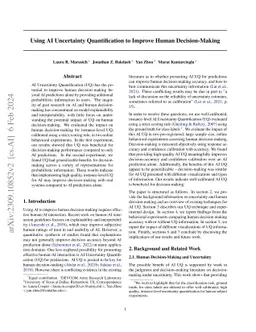 Using AI Uncertainty Quantification to Improve Human Decision-Making