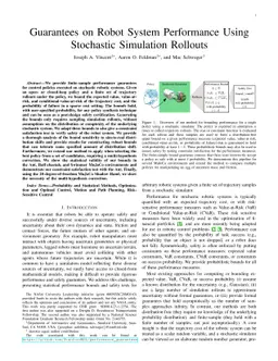 Guarantees on Robot System Performance Using Stochastic Simulation
  Rollouts
