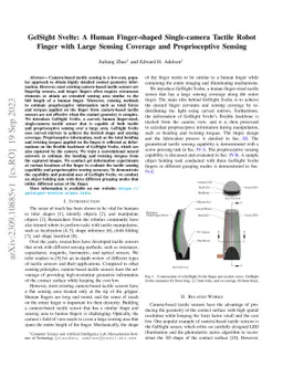 GelSight Svelte: A Human Finger-shaped Single-camera Tactile Robot
  Finger with Large Sensing Coverage and Proprioceptive Sensing