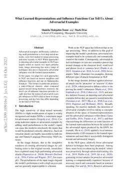 What Learned Representations and Influence Functions Can Tell Us About
  Adversarial Examples