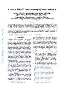 A Family of Pretrained Transformer Language Models for Russian