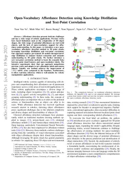 Open-Vocabulary Affordance Detection using Knowledge Distillation and
  Text-Point Correlation