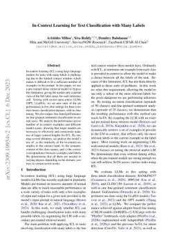 In-Context Learning for Text Classification with Many Labels