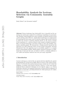 Reachability Analysis for Lexicase Selection via Community Assembly
  Graphs