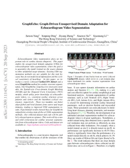 GraphEcho: Graph-Driven Unsupervised Domain Adaptation for
  Echocardiogram Video Segmentation