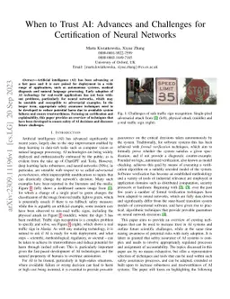 When to Trust AI: Advances and Challenges for Certification of Neural
  Networks