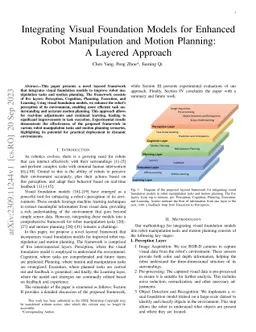 Integrating Visual Foundation Models for Enhanced Robot Manipulation and
  Motion Planning: A Layered Approach