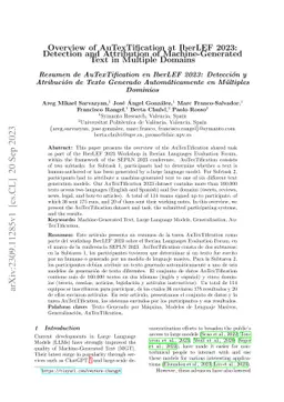 Overview of AuTexTification at IberLEF 2023: Detection and Attribution
  of Machine-Generated Text in Multiple Domains