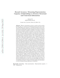 Beyond Accuracy: Measuring Representation Capacity of Embeddings to
  Preserve Structural and Contextual Information