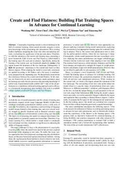 Create and Find Flatness: Building Flat Training Spaces in Advance for
  Continual Learning