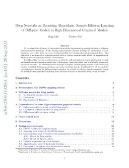 Deep Networks as Denoising Algorithms: Sample-Efficient Learning of
  Diffusion Models in High-Dimensional Graphical Models
